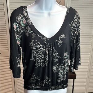 American Rag Floral Black Top